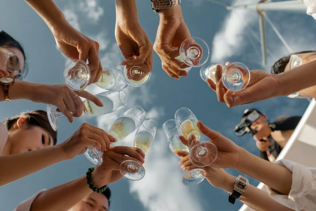 women champagne toast